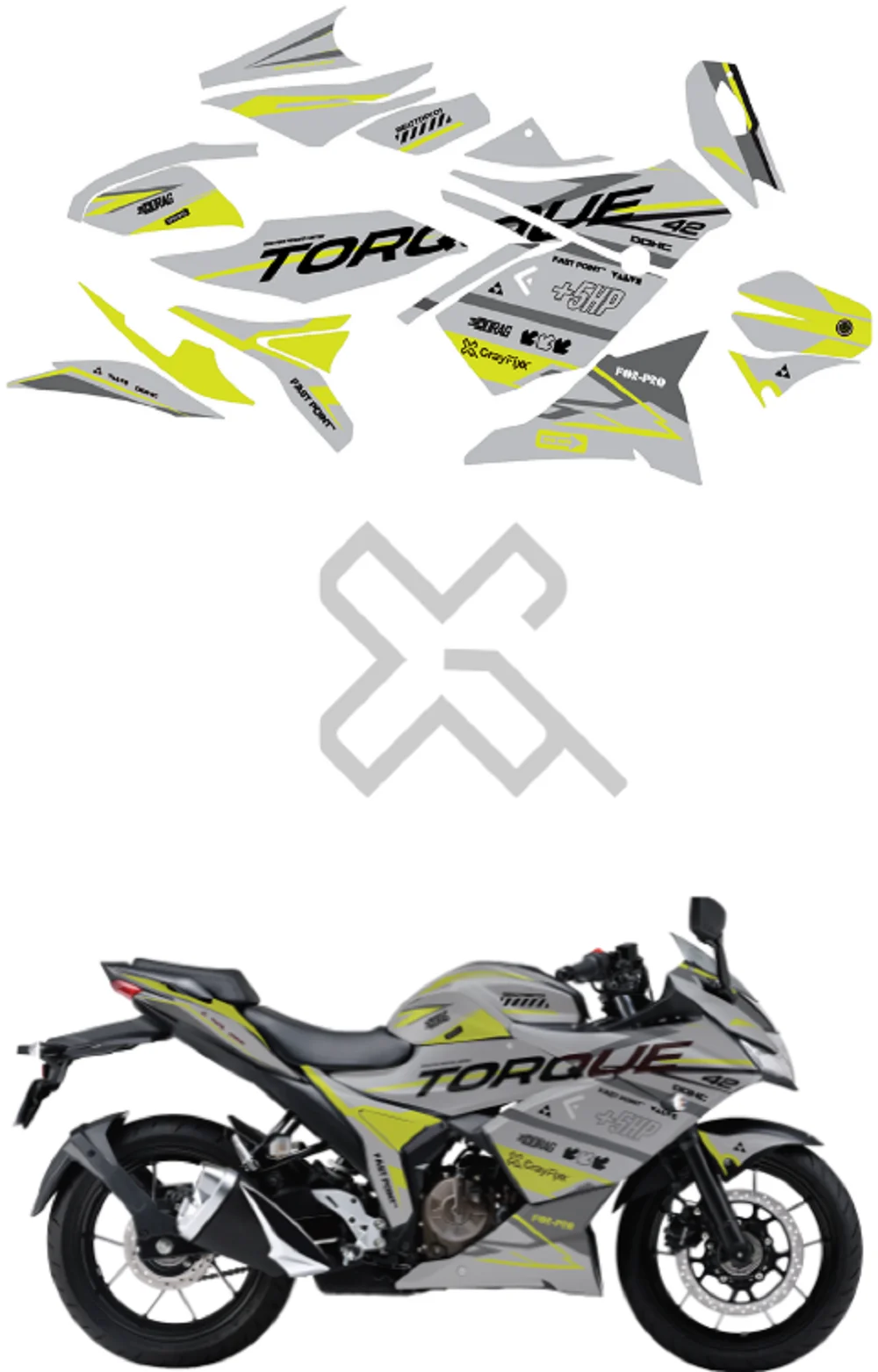 Torque Edition Full Body Sticker Compatible with Gixxer SF 250 Made In Premium Matte Vinyl With FPF(Fade Protection Film), Water Proof, Precut Sticker, Pack of 1 Compatible with Both Side
